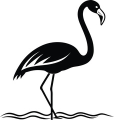 Obraz premium Flamingo in Shallow water silhouette vector illustration