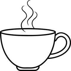 Tea cup with steam line art vector 