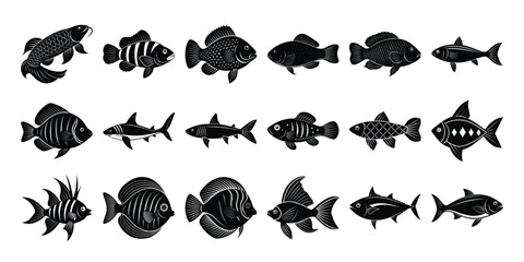 Collection of Diverse Fish Silhouettes A Comprehensive Guide to Aquatic Life