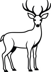 Elegant Deer silhouette standing in forest illustration 
