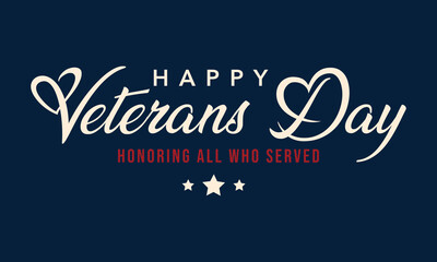 Happy Veterans Day handwritten inscription. Hand drawn lettering. Happy Veterans Day calligraphy. Happy Veterans Day text. Vector illustration.