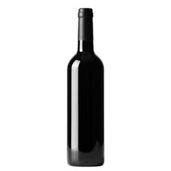 Black wine bottle mockup isolated on white background