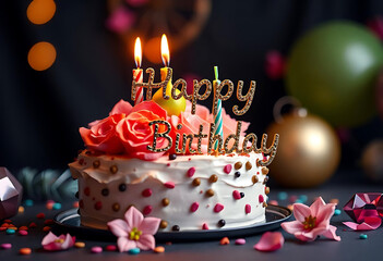 Happy Birthday Cake A Festive City Landscape of Sweet Celebration