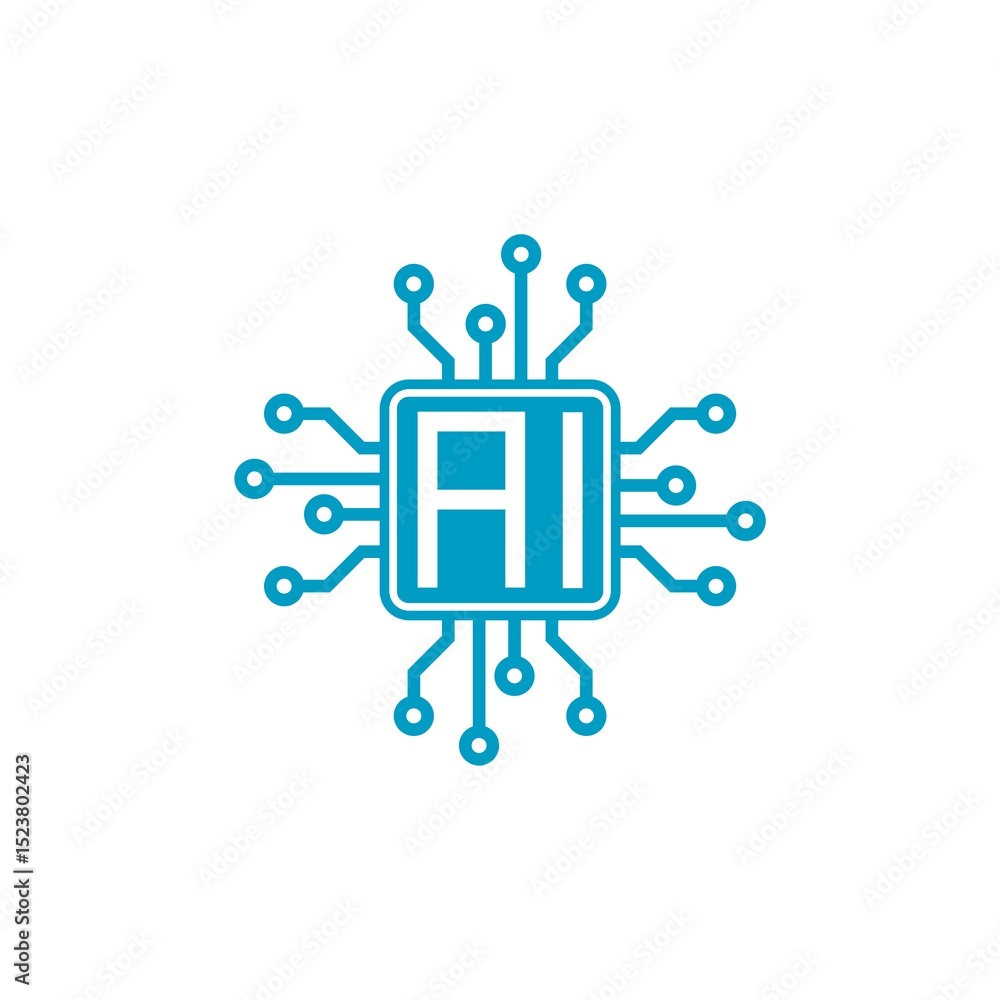 Poster ai processor icon isolated on white background