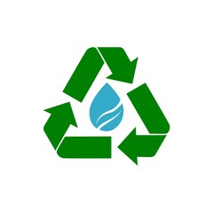 Obraz premium Recycle water leaf icon isolated on white background