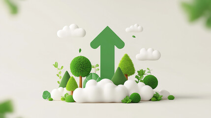 green arrows with green leaves, growth concept