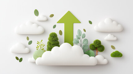 green arrows with green leaves, growth concept