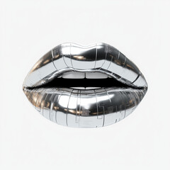 metallic mouth isolated on white, 3d style icon
