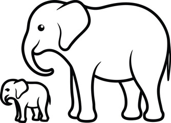 Elephant with baby silhouette vector 