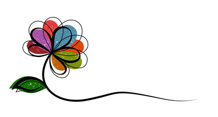 The symbol of a color stylized garden flower.
