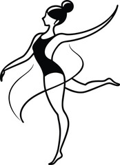 Silhouette of a dancer mid twirl illustration