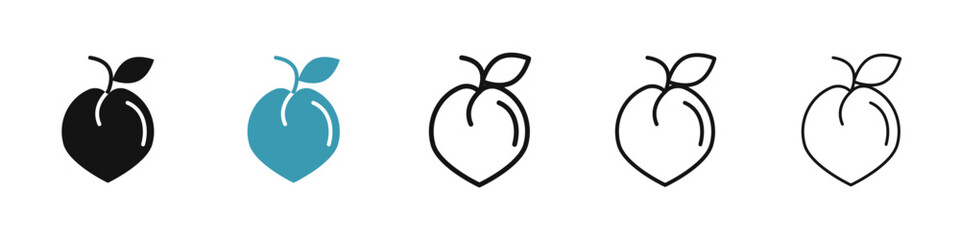 Peach icon illustration vector symbol set