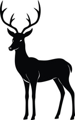 Elegant Deer silhouette standing in forest illustration 