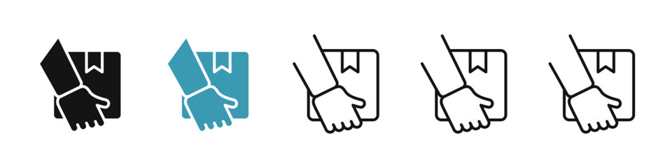 Hand holding box icon illustration vector symbol set