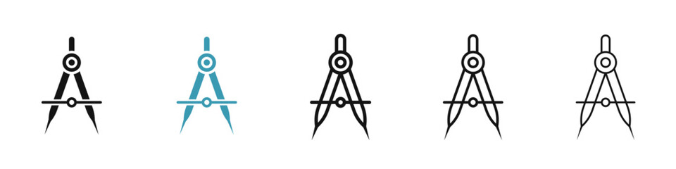 Drafting compass icon illustration vector symbol set