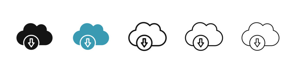Cloud download icon illustration vector symbol set