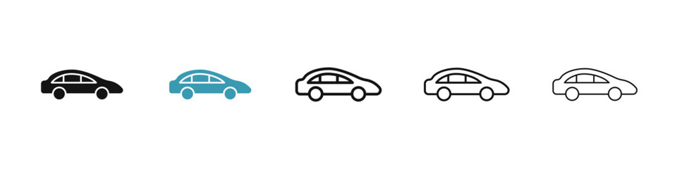 Car side view icon illustration vector symbol set