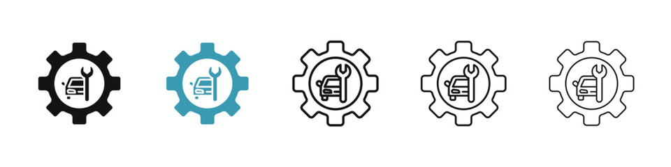 Car mechanic icon illustration vector symbol set