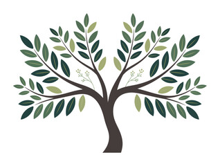 Obraz premium Evergreen emblem with vibrant green tree design, symbolizing continuous growth, harmony with nature, and sustainability