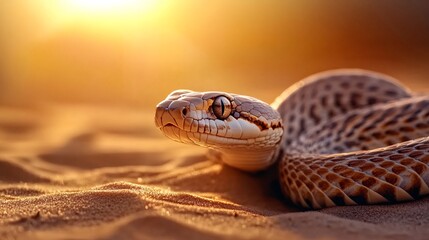 Obraz premium Snake slithering through desert sand at sunset