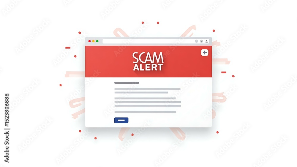 Poster a visual representation of a scam alert notification on a computer screen with attention-grabbing co