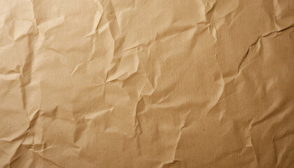 Obraz premium Wrinkled brown kraft paper texture with creases and crumpled surface, old vintage grunge background material for design, scrapbooking