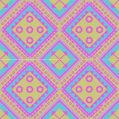 Retro pink floral geometric seamless pattern for textile or wallpaper design