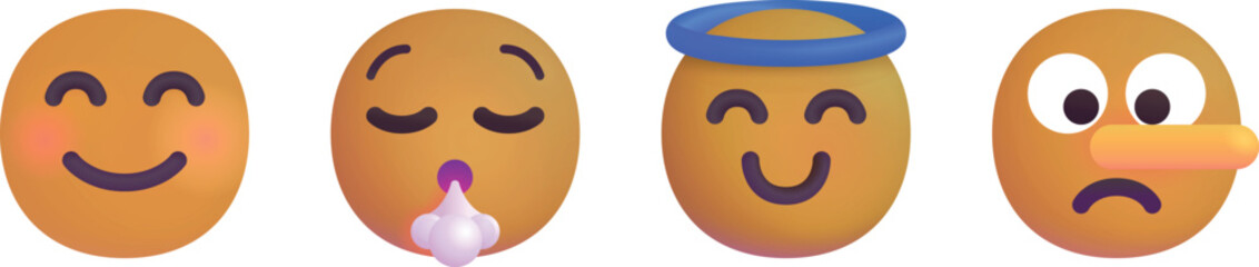3D Emoji Faces – Smile, Sneeze, Angel, Liar