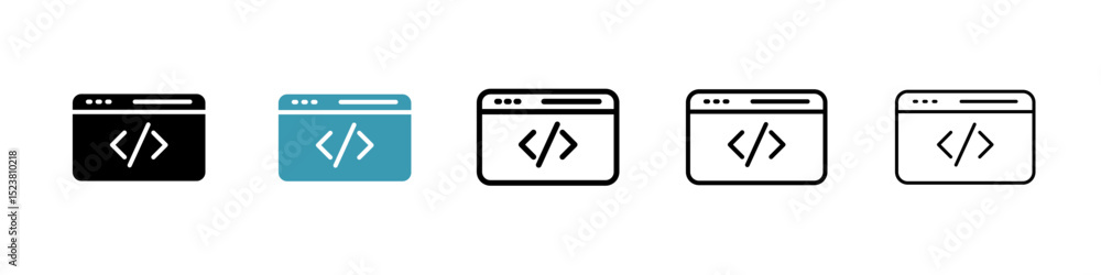Poster web code line icon in art style vector