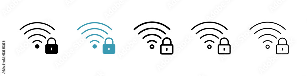 Poster wifi security line icon in art style vector