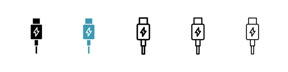 USB type c line icon in art style vector