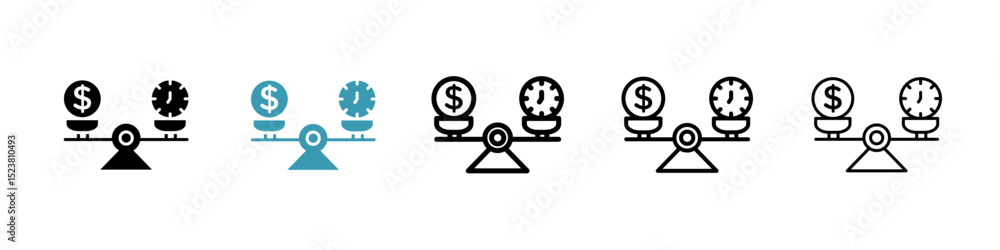 Poster time and money compare scale line icon in art style vector