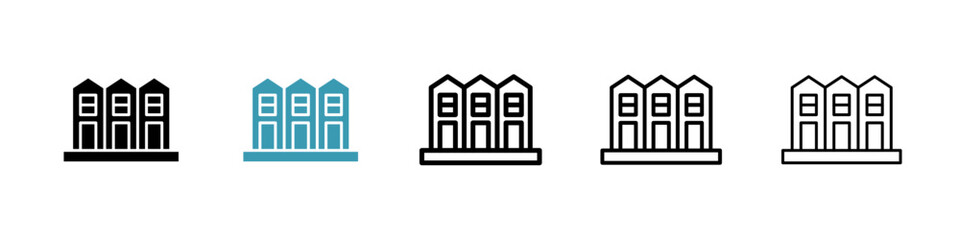 Terraced Houses line icon in art style vector