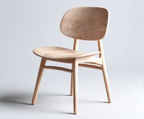 Modern Scandinavian-style wooden chair, white background