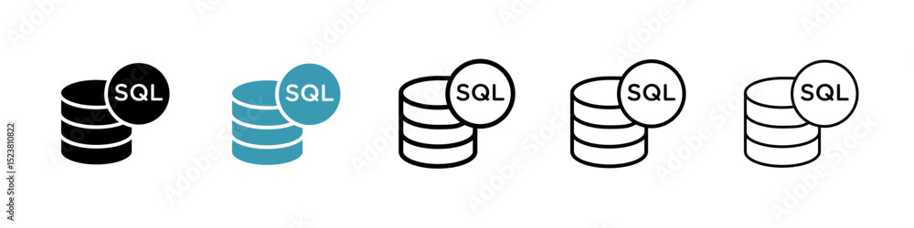 Poster sql line icon in art style vector