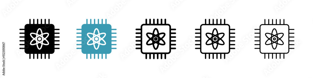 Poster quantum computing line icon in art style vector