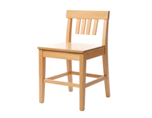 Minimalist wooden chair on a white background.