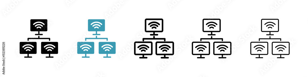 Poster local network line icon in art style vector