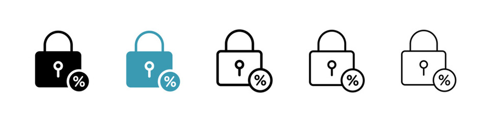 Fixed rate mortgage line icon in art style vector