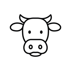 A simple line art icon of an adorable cow's head.