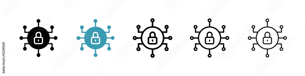 Poster cyber security line icon in art style vector