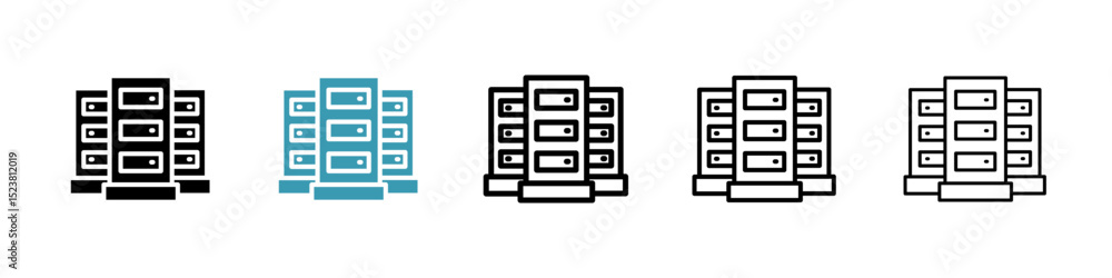 Poster data center line icon in art style vector