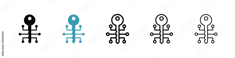 Poster digital key line icon in art style vector