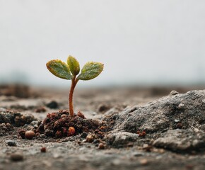 A close-up shot A tender sprout emerged from the soilï