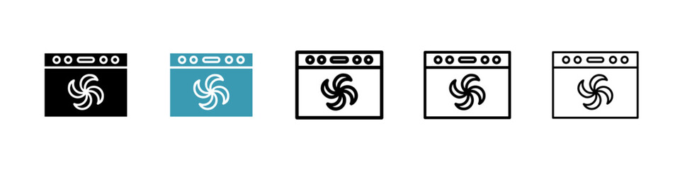 Convection turbofan stove line icon in art style vector