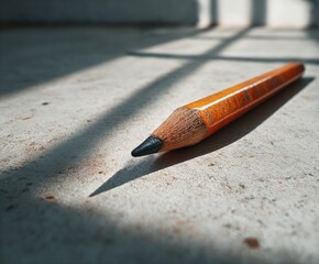 Macro Shot of a Sharpened Pencil on Rough Surface