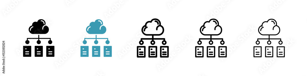 Poster data center line icon in art style vector