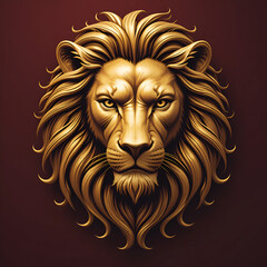Majestic Golden Lion Head Art Design