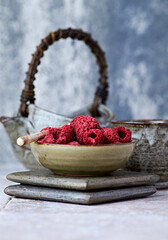 Dried Fruit Tea on stone background. Copy space.	