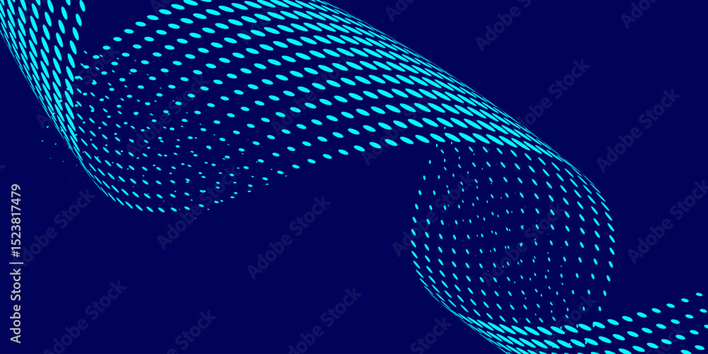 Poster abstract dot particle of blue design element on dark background. technology futuristic concept. vect